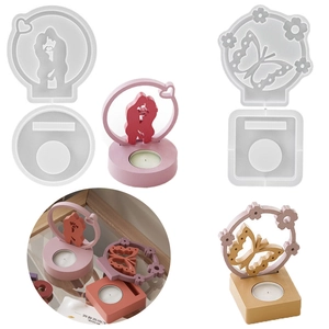 Silicone Mold For DIY Candle Holder Couple Silhouette Butterfly Heart Design Resin Casting Craft Handmade Gift