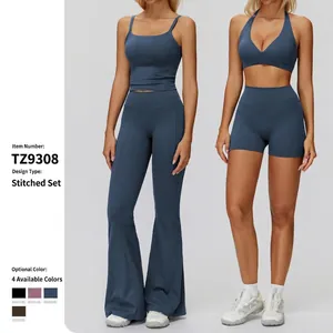 Set Top E Bottom Da Yoga Spazzolato Alta Elasticità Vestibilità Aderente Arricciato Abbigliamento Sportivo Per Palestra Corsa Fitness Allenamento