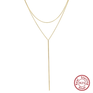 925 Sterling Silver Y-Shaped Snake Chain Necklace For Women Elegant Gold Silver Plated Jewelry For Party Prom Wedding