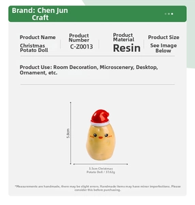 Miniature Christmas potato doll made of resin, dimensions 5.8x3.5cm for desk decoration