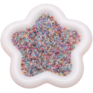 Mix of 2.5mm colorful antique glass seed beads in a star container for DIY jewelry making