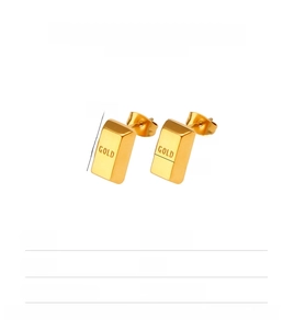 Detailed size parameters and specifications for gold bar stainless steel stud earrings