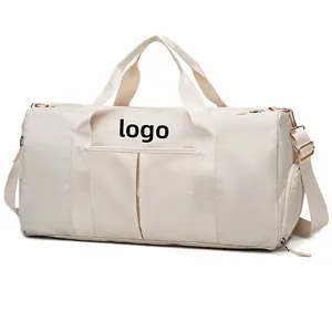 Large Capacity Oxford Cloth Travel Bag With Shoe Compartment Wet Dry Separation For Gym Yoga Fitness Weekend Trip Solid