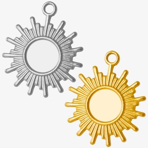 304 stainless steel sun charms in gold and silver finish for necklace jewelry making