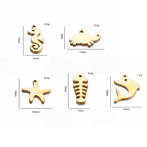 Golden stainless steel ocean pendants with dimensions and weight for DIY jewelry