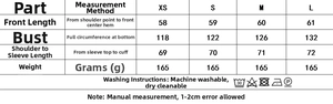 Tabella taglie per camicia ricamata con perline con misure di petto e lunghezza in centimetri