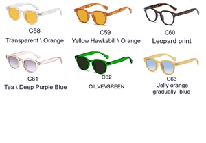 Collection de lunettes de soleil rondes rétro en plusieurs coloris et finitions variées