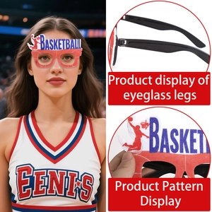 Lunettes de fête basket-ball rouges et bleues avec montures lettres pour supporter de match