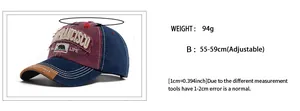 Tabella taglie con circonferenza regolabile 55-59cm per il cappellino vintage patchwork