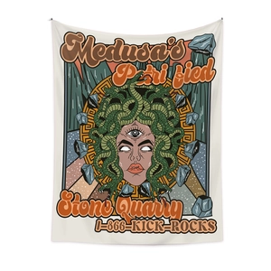 Bohemian Medusa tapestry featuring a vintage illustration style for wall decoration