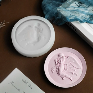 DIY silicone mold for round angel relief jewelry tray and home decorative ornaments