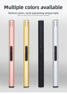 Slim electric arc lighter set in four metallic colors for candle lighting