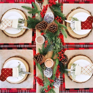 9-inch gold sequin plaid Christmas stocking tableware set for festive dinner table decor