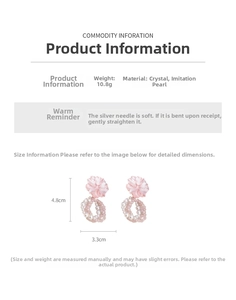Detailed size chart for floral pearl earrings with 4.8cm height and 10.8g weight
