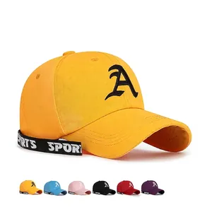 Baseball Cap With A Letter Embroidery And Sports Ribbon Decoration Adjustable Breathable Outdoor Sunshade Hat For Men Women