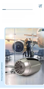 Detail of silver aircraft engine keychain featuring strong magnetic suction function