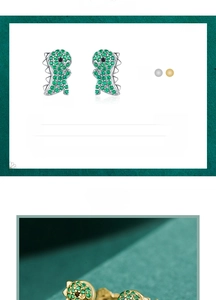Tableau des tailles détaillé pour boucles d'oreilles dinosaures en argent S925 et zircon