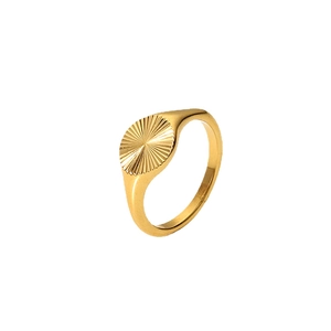 Bague soleil empilable en or 18 carats avec motif soleil texturé pour femmes