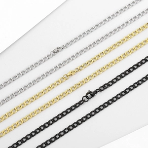 Colliers à chaîne cubaine en argent, or et noir en acier inoxydable avec fermoirs homard