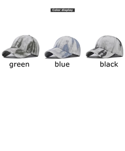 Aperçu des coloris pour casquettes en coton tie-dye en vert, bleu et noir, style vintage