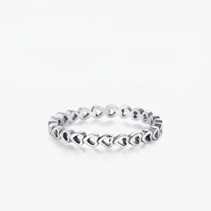 925 Sterling Silver Ring With Hollow Heart Design Minimalist Cute Stackable Jewelry For Women Polished Finish
