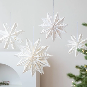 3D Hollow Paper Star Snowflake Hanging Ornaments Nordic Minimalist Christmas Party Home Window Ceiling Decor