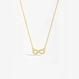 Elegant gold 925 sterling silver necklace featuring infinity pendant with cubic zirconia