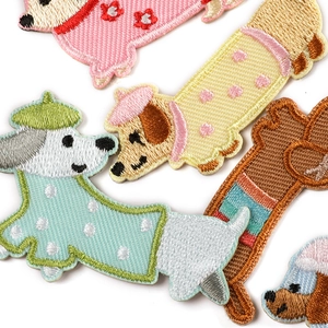 Self-adhesive embroidered cartoon dachshund patches for DIY clothing and accessories