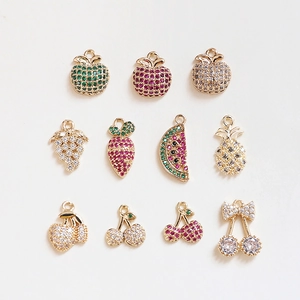 Fruit Shaped Pendants Gold Plated Alloy With Inlaid Zircon For DIY Jewelry Making Earrings Bracelet Necklace Accessories