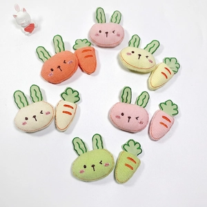 Cute Cartoon Rabbit Carrot Fabric DIY Accessories Corduroy Embroidered Soft Padded For Brooch Hair Clip Bag Decoration