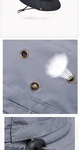 Detail view of quick-dry hat with 25cm windproof rope and metal ventilation eyelets