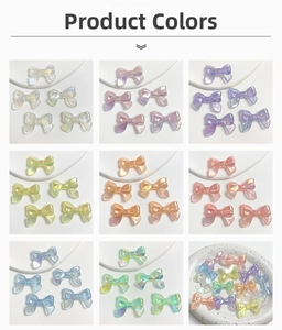 Detailed palette of iridescent UV luminous bow beads in various bright pastel colors