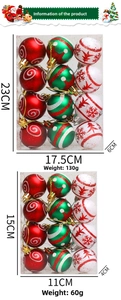 Christmas ball sets in 4cm and 6cm sizes with festive patterns and weight specs