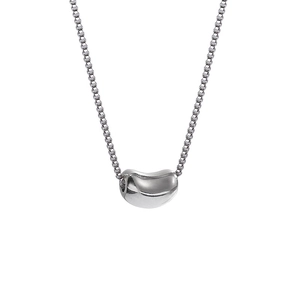 Minimalist silver-tone bean pendant necklace on a sleek box chain for women