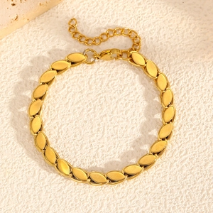 Bracciale A Catena A Forma Di Foglia Acciaio Inossidabile Placcato Oro 18K Gioielli Eleganti Minimalisti Per Donna
