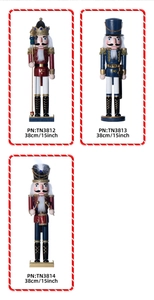 Detailed 38cm wooden nutcracker soldiers set with glitter finish for Christmas decor