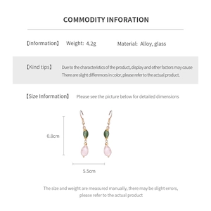 Detailed size specifications for alloy drop earrings featuring 5.5cm total length
