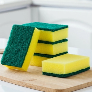 Kitchen Cleaning Sponge Scouring Pad Dual Sided Heavy Duty Dishwashing For Pots Pans Soft Absorbent Household Reusable