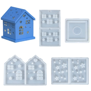 Silikonformen für 3D Haus-Puzzle Nachtlicht mit Stern- und Herzmotiven DIY Set