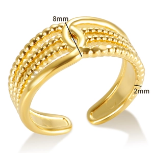 Detail showing gold V-shaped ring dimensions with 8mm top and 2mm band width