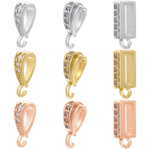 Pendant Bail Clasp 18K Gold Plated Brass Micro Pave Zirconia Connector For DIY Jewelry Making Necklace Bracelet Earring