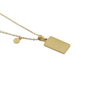 18K gold plated stainless steel Cancer zodiac square pendant necklace for women