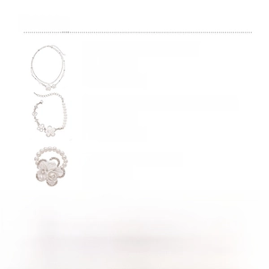 Tabella dettagliata di dimensioni e materiali per collana e bracciale floreali