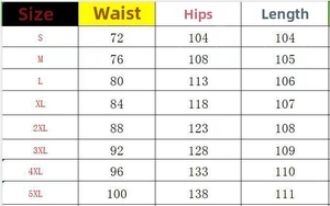 Detailed size chart for outdoor straight trousers with waist and length measurements