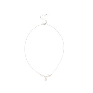 Collier minimaliste en V avec pendentif en zircon et fermoir mousqueton réglable sur fond blanc