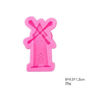 Moule en silicone moulin à vent 3D rose pour déco de gâteau et fondant 8x4,5x1,2cm