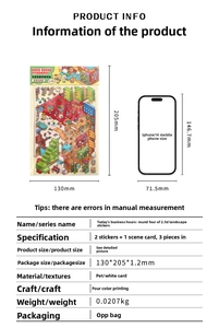 Detailed dimension chart showing 2.5D PET landscape stickers with iPhone size comparison