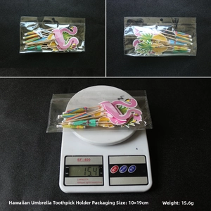 Detailansicht Hawaii Party-Picker Set mit Flamingo, Ananas und Mini-Sonnenschirm Topper