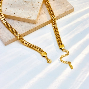 Heavy duty punk mesh chain necklace in gold finish with lobster clasp and extension chain