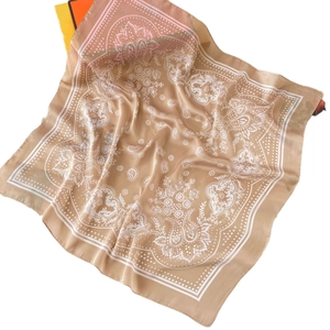 70cm silk square scarf with vintage paisley print and classic orange gift box packaging